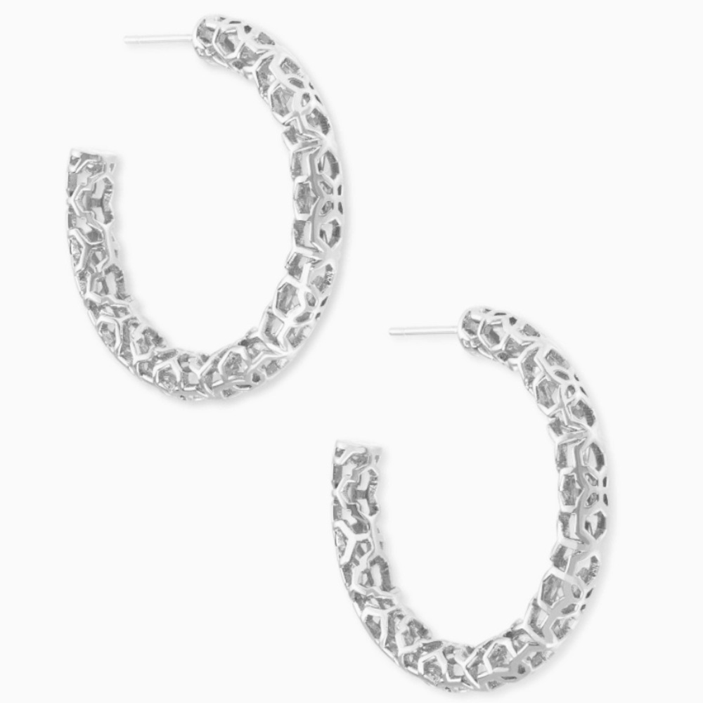 Maggie Small Hoop Earrings in Silver Filigree